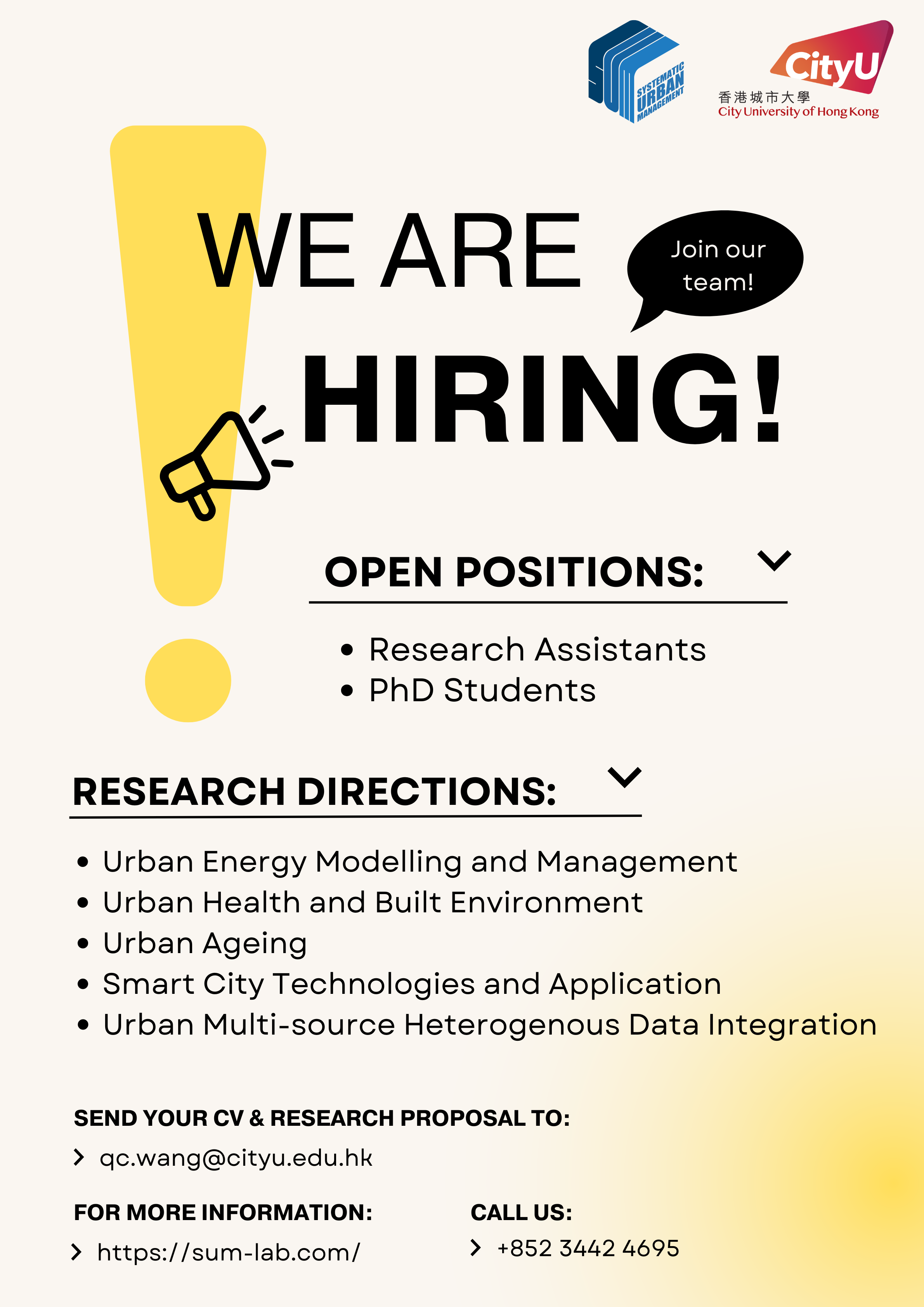 SUM Lab Hiring Poster